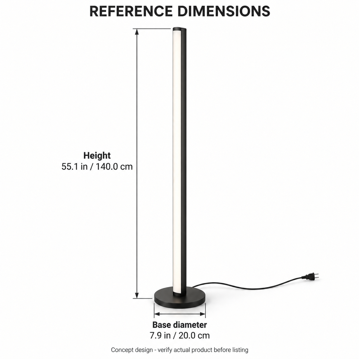 55.1-Inch Smart Corner Floor Lamp - Black