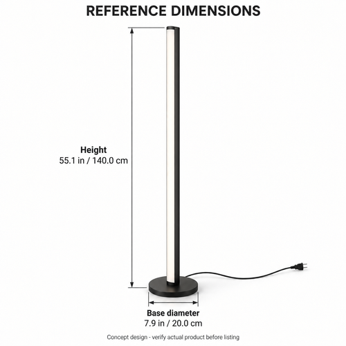 55.1-Inch Smart Corner Floor Lamp - Black