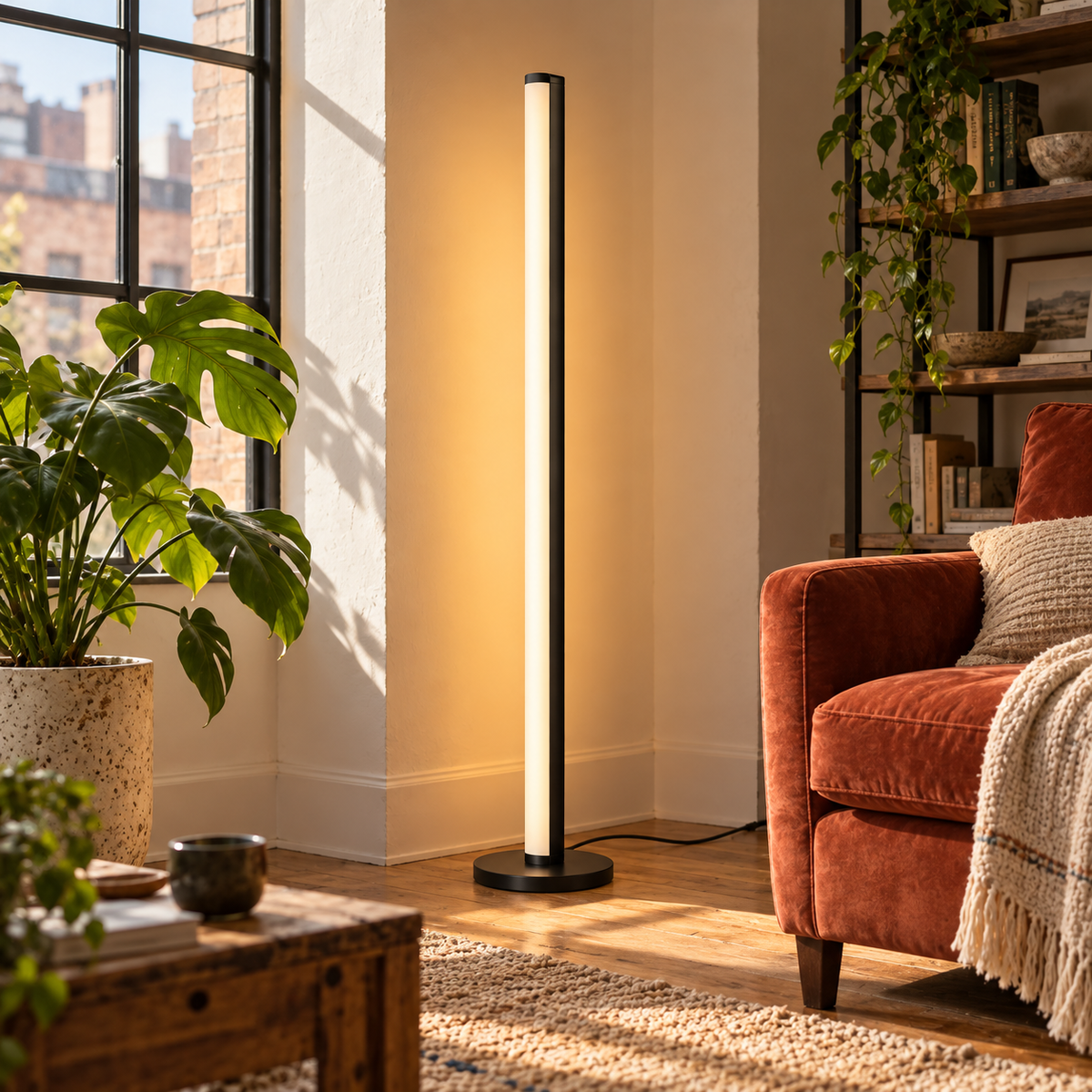 55.1-Inch Smart Corner Floor Lamp - Black